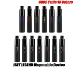 Authentique IGET LEGEND Kit de dispositif de pod de cigarettes électroniques jetables 4000 bouffées Batterie puissante 12 ml Cartouche préremplie Vape Pen bar kin9834549