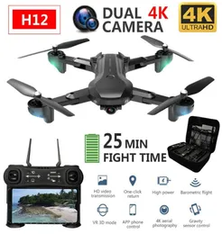 Drones H12 Profissional RC Drone WIFI FPV Quadcopter 4K With Dual HD Camera Long Flight Time Foldable Altitude Hold3487704