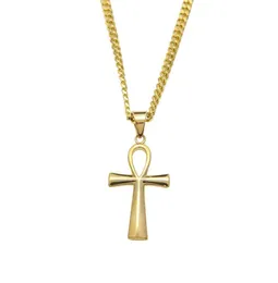 Men Women Gold Egyptian Ankh Key Of Life Pendant Stainless Steel Gold Silver Color Hip hop Necklace Fashion Jewelry9427046