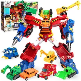 6 IN 1 Hyper Builoion Hello Carbot Transformation Robot Toys Action Figures Deformation Engineering Car Truck Crane Vehicle Toy L230522