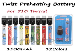 Backwoods Battery 1100 mAh USB ładowarki Blister Zestawy indywidualne pakiet 12 kolorów zmienne napięcie Batters dla 510 wątków PR5319272