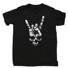 Herr t-shirts skalle handtecken på hornen t shirt tung metall rock n roll band tatuering tees tshirt harajuku grafik t skjortor avslappnade toppar cool 230601