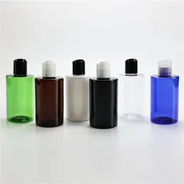 Storage Bottles 200ml X 25 White Black Clear Chunky Plastic Flat Shoulder With Disc Top Cap Shower Gel Essential Oil Shampoo Containers