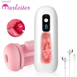 Automatische männliche Masturbation mit Sex-Sound, echte Oral-Vagina-Blowjob-Masturbator für Männer, 8-Gang-Sex-Maschinenwerkzeug, Spielzeug für Erwachsene, L230518