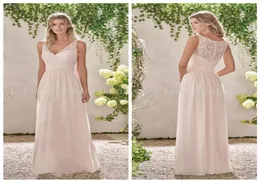 2019 VNeck Lace Top ALine Chiffon Bridesmaids Dresses Simple Spring Vestidos De Bridesmaid Party Gowns Honor Of Maid Cheap Forma5458169