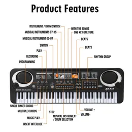 Homesen 61 Teclas Teclado Eletrônico de Música Digital Crianças  Multifuncional Piano Elétrico para Piano Aluno com Função de Microfone  Instrumento Musical : : Brinquedos e Jogos