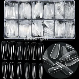 Kits 504pcs/box 12 Sizes Clear Acrylic Fake Nails Coffin False Full Cover Nail Tips Set Nail Supplies for Professionals Designer