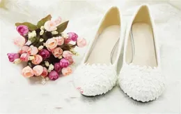 Flower Girl Dress Bridesmaid Shoes Woman White high heel bridal shoes lace flower wedding dress shoes4578092