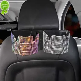 Nowy Bling Crystal Car Trash Can Diamond Car Back -Stace Torka do przechowywania wiszącego uchwytu na śmieci samochodu mogą błyszczące automatyczne akcesoria wewnętrzne