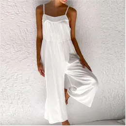 Men's Sweaters Women Fashion Suspender Jumpsuit Casual Sleeveless Wide Leg Pant Loose Long Romper Elegant Off Shoulder Solid Playsuits