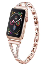 Fashion Women Diamond Bracelet Straps for Apple Watch Ultra 49mm SE Band Series 8 7 6 5 4 3 Easy Adjustment Metal Strap iWatch 41m2808808