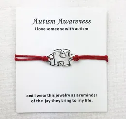 Charm Bracelets Awareness Autism Charms Cuff Multilayer Red Wax Rope Antique Silver Plated Women Men Unisex With Card Bracelet Jew5561270