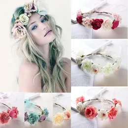 Headpieces European och American Fashion Bohemian Flower Hair Band Brud Huvudbonad för att ta Pos Beach Travel Garland