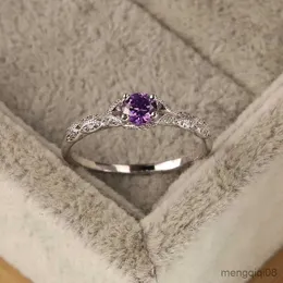 Anelli a fascia Luxury Silver Color Purple Zircon Engagement For Women Fashion Lover Wedding Ring Gioielli da donna alla moda