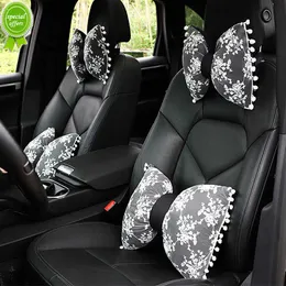 New Cute Lace Bowknot Car Seat Pillow Girls Headrest Lumbar Waist Support Neck Rest Protect Cushion Accessories