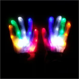 Andra festliga festleveranser Julklapp LED Glow Gloves Flash Lady Concert Noctilucent Glove for Man Finger Luminous Halloween DHM27