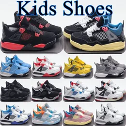 Niños pequeños Jumpman 4s 4 zapatos para niños Niños niños niñas zapatillas de baloncesto gris negro zapatillas militares azul chico jóvenes entrenadores eur 22-35