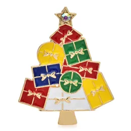 Brosches Wuli Baby Gift Box Broches for Women Emamel Multicolor Christmas Tree Broch Pins G230529