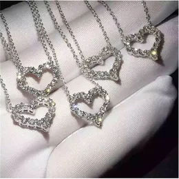 Vecalon Heart Love Pendant 925 Sterling Silver Pave AAAAA Zircon Wedding Pendants With Necklace For Women Bridal Party Jewelry