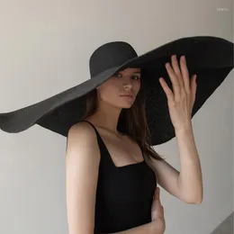 넓은 챙 모자 70cm 대형 태양 모자 여행 대형 UV 보호 비치 짚 여성의 여름 플로피 접이식 Chapeaux 도매