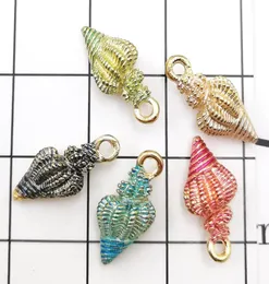 Bulk 200pcslot 9x20mm Enamel Conch Charms Pendant Jewelry Findings DIY Craft Bracelet Charm Gold Tone3069828