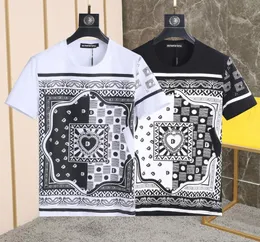 DSQ PHANTOM TURTLE Mens Designer T shirt Italian Milan Fashion Scarf Print Tshirt Summer Black White Tshirt Male Hip Hop Streetw6356111