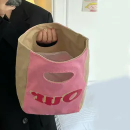 Abendtaschen Damen Design Niedliche Einkaufshandtasche Freizeit Student Brief Bedruckte Leinwandhandtasche Mädchen Freizeit Lunchbox Tragbare Bento-Tasche