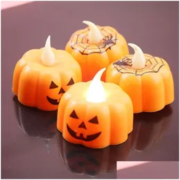 Candles Pumpkin Electric Candle Light Halloween Party Decoration Mini Lantern Warm White Home Dbc Vt0546 Drop Delivery Garden Dh9Fo