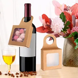 Gift Wrap 25Pcs Convenient Hanging Wine Boxes Thick Visible Window Packaging Kraft Paper Charcuterie