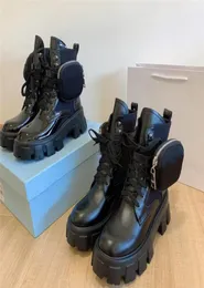 Designer Ladies Rois Platform Short Boots Black Classic Combat Martin Stiefel Non slip Winter Shoes Nylon Pouch Ankle Snow bottes 7695005