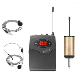 Microphones Wireless Microphone System Set With Headset & Lavalier Lapel Mics Beltpack Transmitter Receiver
