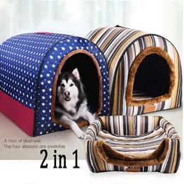 Pennor Doubleus Dog House Pet Sofa Cat Tent Puppy Bed Foldbar Kennel Warm Cat Nest Pet Pet Travel Sleeping Mats Dog Accessories