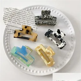 Clamps Acetate Hair Claws Leopard Hollow Square Clip Small Hairpins Women Girl Accessories Fashion Headdress Drop Delivery Jewelry H Dhg0E