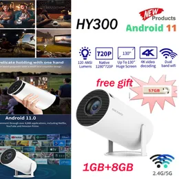 DHL/UPS HY300 ANDROID 11.0ポータブルミニプロジェクター1GB RAM 8GB ROM 2.4G/5G WIFI BT4.1 1280*720DPI 120 ANSI LUMENS HOME CINEMA PROYECTOR VS XNANO X1 MINI MINI Projecor VS