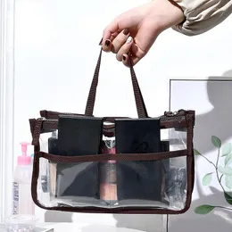 Storage Bags Transparent Portable Cosmetic Bag Ladies Travel Waterproof PVC Zipper Large Capacity Solid Doule