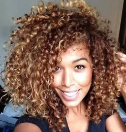 Shaggy Afro Curly Brown Mixed Capless Vogue Dames Hittebestendige Vezelpruik Hair7379686