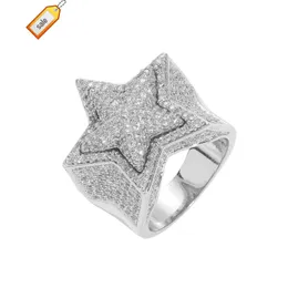 Hip-Hop Men Kvinnor Fina smycken Iced Out Gold Plated 925 Sterling Silver VVS Moissanite Diamond Star Ring med GRA Certificate