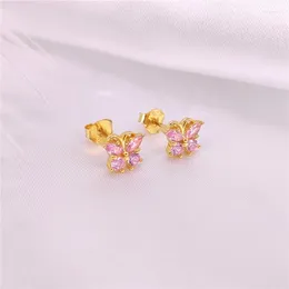 Stud Earrings BOAKO 925 Sterling Silver Geometric Butterfly For Women Trend Pink Zircon Piercing Jewelry Pendientes