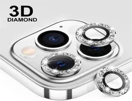Camera Lens Protector Tempered Glass For iPhone 14 Pro Max 13 Plus 12 Bling Diamond Metal Ring Lens Film Cover2377776