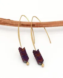 Gold Plated Arrow Design Stud Earrings Natural Stone Geometry Long Earrings For Women Jewelry Boho Tassel earring YC8893002