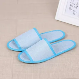 All-match Cotton Linen Disposable Slippers Anti-slip Travel Hotel SPA Home Guest Shoes Colorful One-time sandals Breathable Soft Slippers Wholesale