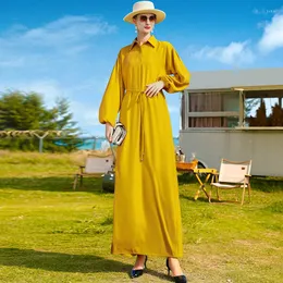 Casual Dresses Spring Summer Long Dress for Women Semester Holiday Ball Gown Party Clothing Muslim Robe Femme Eid Prayer Lantern Sleeve