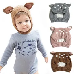 Berets Cute Deer Ears Baby Hat Cap Winter Soft Knitted Boy Girl Beanie Bonnet Children Kids Muts