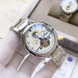 Neuer Modetrend Mechanical Watch Designer Männer Venen BIAs Blau Licht Ballongürtel Multifunktionaler automatischer Uhr Wasserofes Leder Uhr 316L Edelstahlgurt