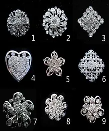 Silver Tone Small Flower Cheap Brooch Clear Rhinestone Crystal Diamante Party Prom Pins8520946