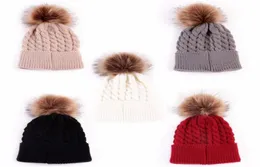 Newborn Cute Winter Baby Hat Fur Ball Pompom Cap Kids Girl Boy Winter Knitted Wool Hats Caps for Girls Hemming Hat Beanies250j7378085