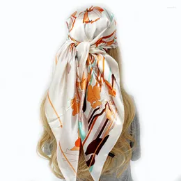 Scarves Design Beach Headscarf Summer Sunscreen Luxury Silk Hijab 2023 Model 90X90CM Fashion For Women Square Shawls