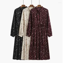 Casual Dresses Floral Dress Women Long-sleeved Spring Summer 2023 French Retro Black Vestidos De Mujer Baratos Chiffon