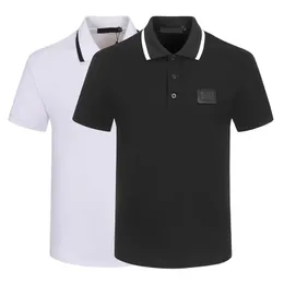 Sommer-Männer-Polo-T-Shirt, Designer-Poloshirt, modisches Business-Casual-Polo-Knopf, geometrisches Logo-Männer-T-Shirt, kurzärmeliges T-Shirt aus fester Baumwolle mit Buchstabendruck