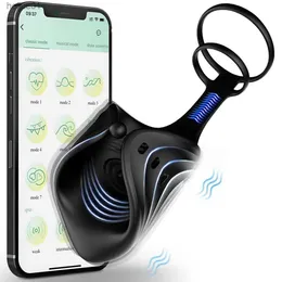 Anelli di gallo di controllo app vibratore maschio maschio maschile giocattoli sessuali per uomini vibranti lo allenatore di glande stimolatori del pene massager L230518